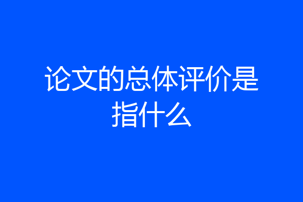 论文的总体评价是指什么