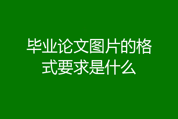 毕业论文图片的格式要求是什么