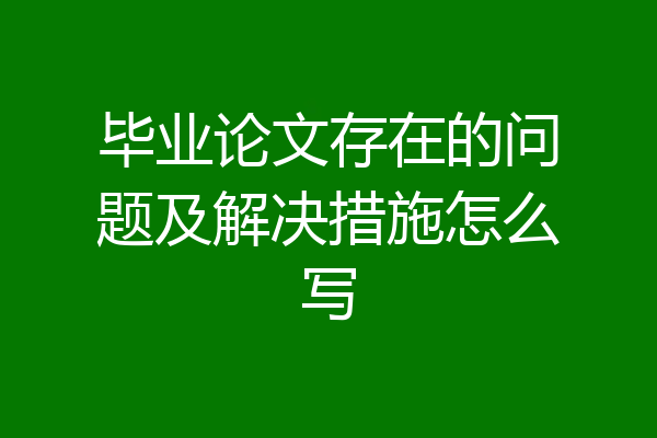 毕业论文存在的问题及解决措施怎么写