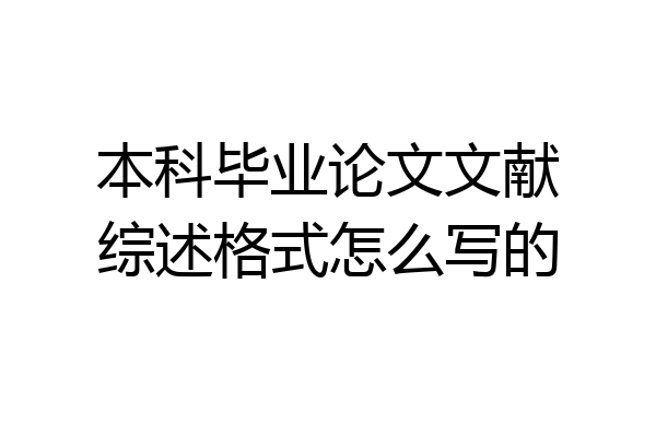本科毕业论文文献综述格式怎么写的