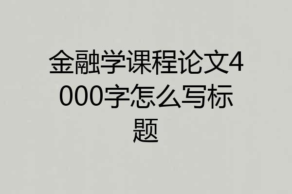 金融学课程论文4000字怎么写标题