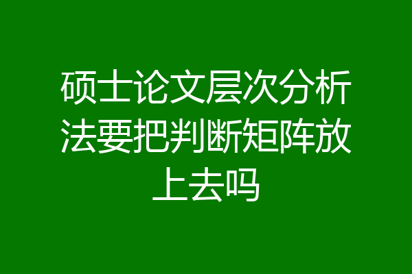 硕士论文层次分析法要把判断矩阵放上去吗