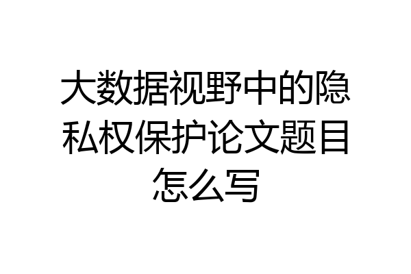 大数据视野中的隐私权保护论文题目怎么写