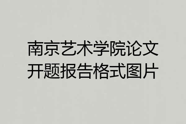 南京艺术学院论文开题报告格式图片
