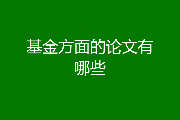 基金方面的论文有哪些