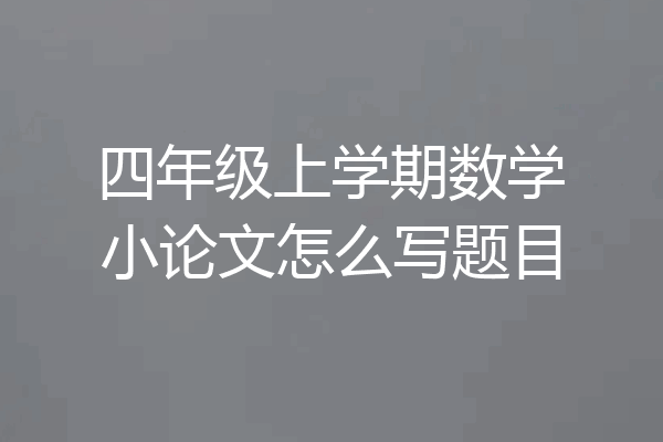 四年级上学期数学小论文怎么写题目