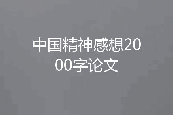 中国精神感想2000字论文