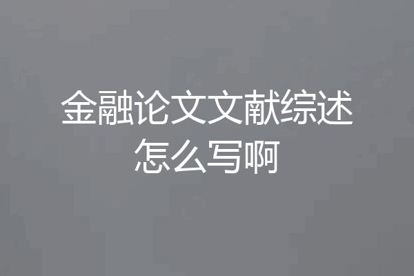 金融论文文献综述怎么写啊