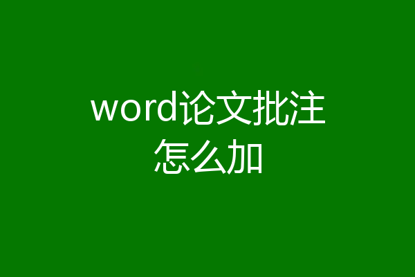 word论文批注怎么加