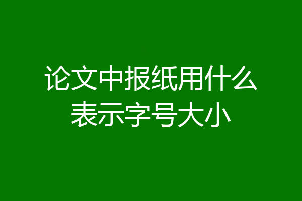 论文中报纸用什么表示字号大小