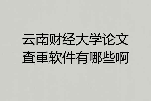 云南财经大学论文查重软件有哪些啊