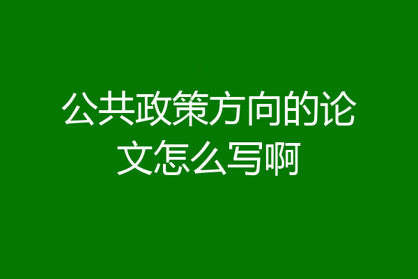 公共政策方向的论文怎么写啊