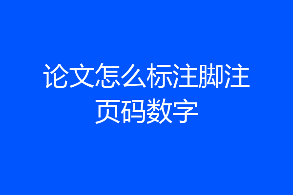 论文怎么标注脚注页码数字