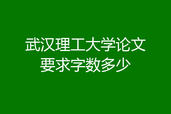 武汉理工大学论文要求字数多少