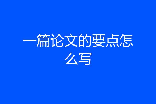 一篇论文的要点怎么写