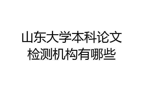 山东大学本科论文检测机构有哪些