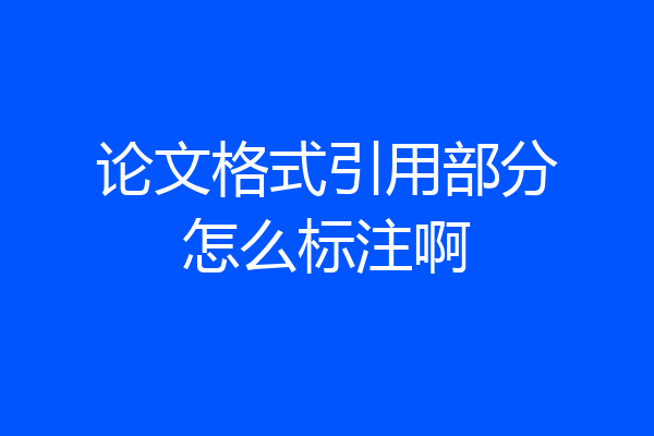 论文格式引用部分怎么标注啊