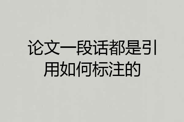 论文一段话都是引用如何标注的