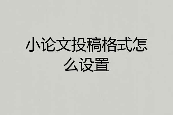 小论文投稿格式怎么设置