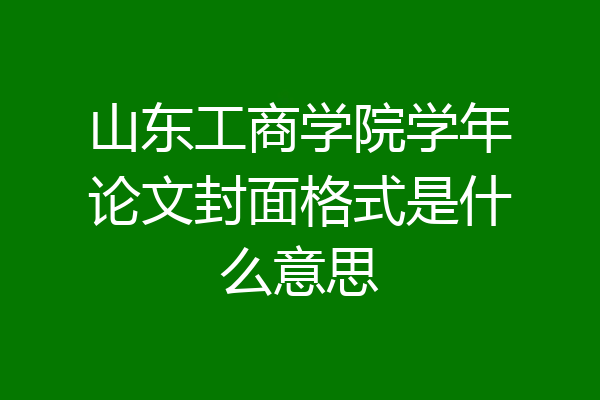 山东工商学院学年论文封面格式是什么意思