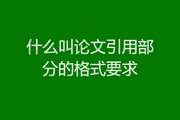 什么叫论文引用部分的格式要求