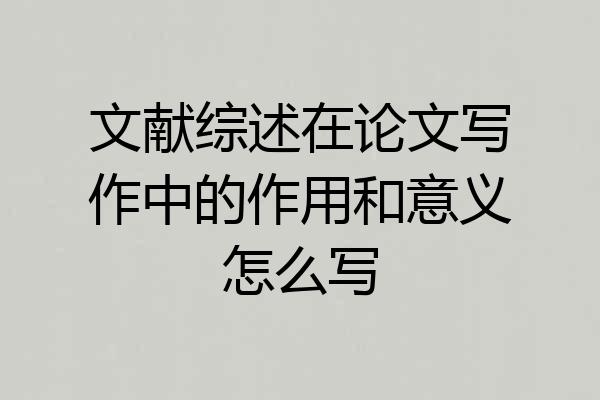 文献综述在论文写作中的作用和意义怎么写