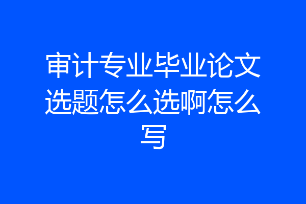 审计专业毕业论文选题怎么选啊怎么写