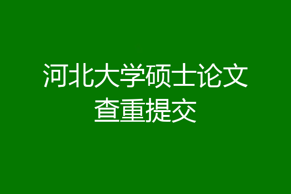 河北大学硕士论文查重提交