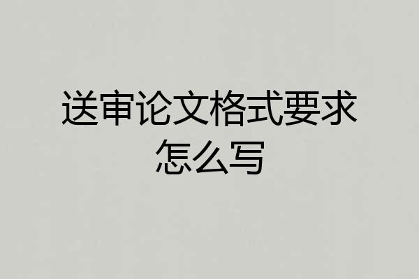 送审论文格式要求怎么写