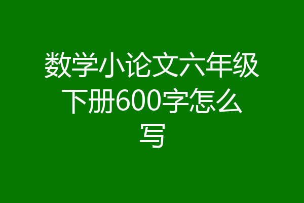 数学小论文六年级下册600字怎么写