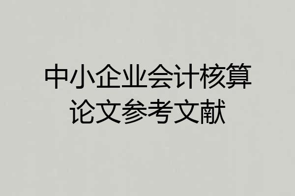 中小企业会计核算论文参考文献