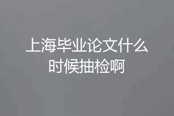 上海毕业论文什么时候抽检啊