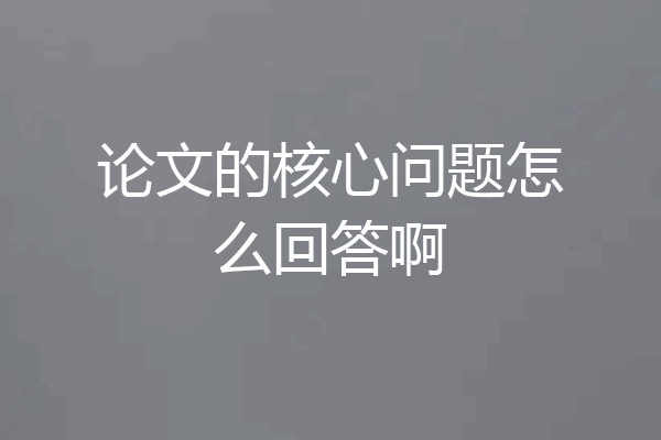 论文的核心问题怎么回答啊
