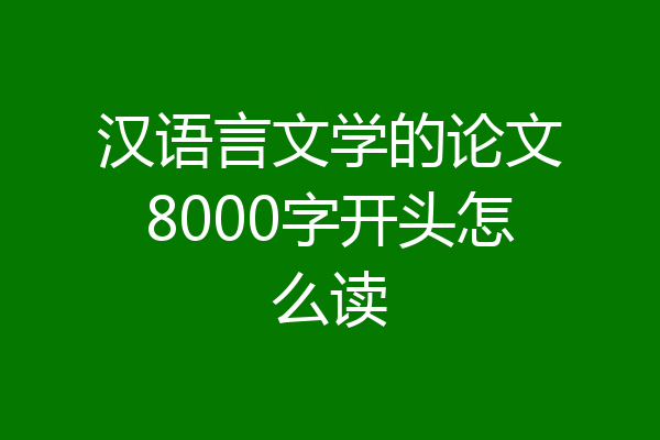 汉语言文学的论文8000字开头怎么读