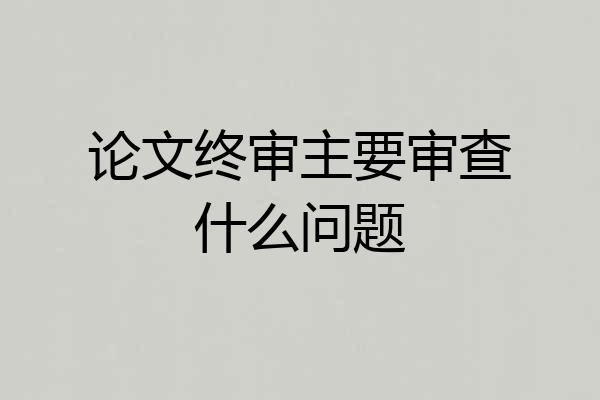 论文终审主要审查什么问题