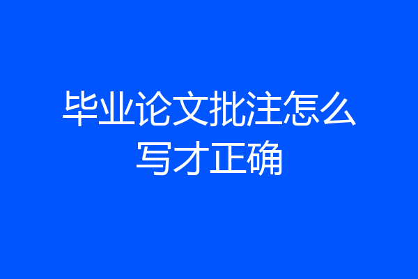 毕业论文批注怎么写才正确