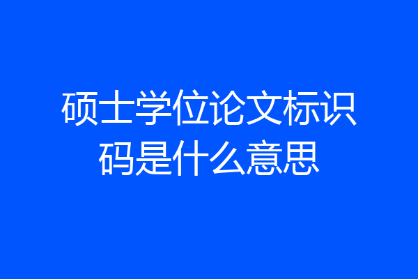 硕士学位论文标识码是什么意思