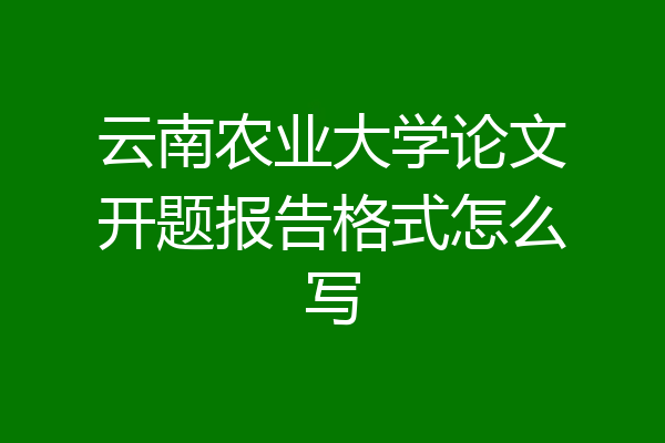 云南农业大学论文开题报告格式怎么写