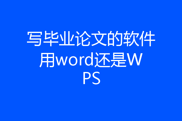 写毕业论文的软件用word还是WPS