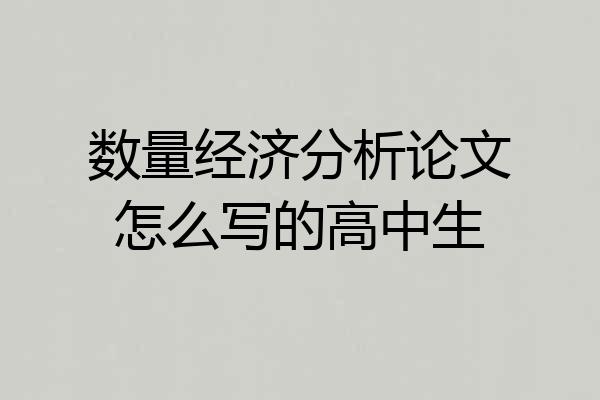 数量经济分析论文怎么写的高中生