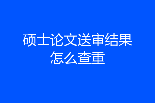硕士论文送审结果怎么查重
