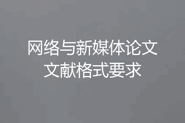网络与新媒体论文文献格式要求