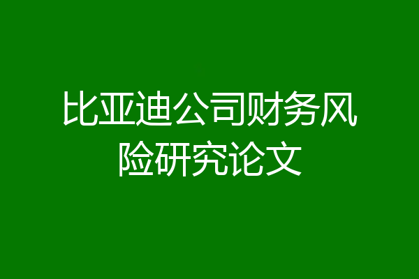 比亚迪公司财务风险研究论文