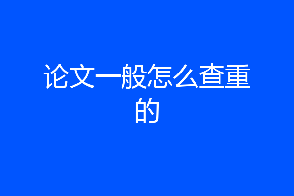 论文一般怎么查重的