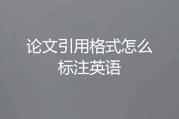 论文引用格式怎么标注英语