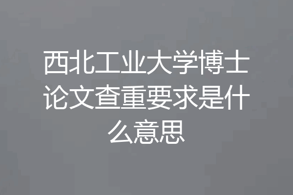 西北工业大学博士论文查重要求是什么意思