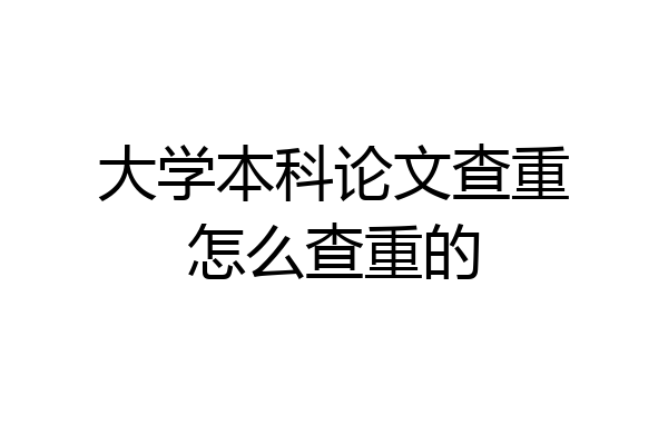 大学本科论文查重怎么查重的