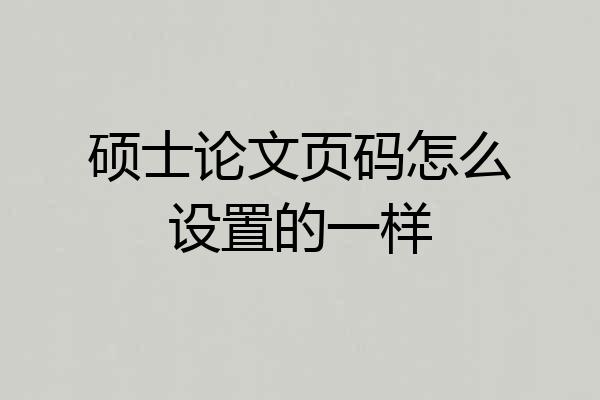 硕士论文页码怎么设置的一样