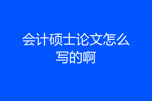会计硕士论文怎么写的啊