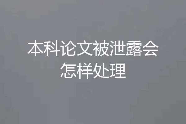 本科论文被泄露会怎样处理